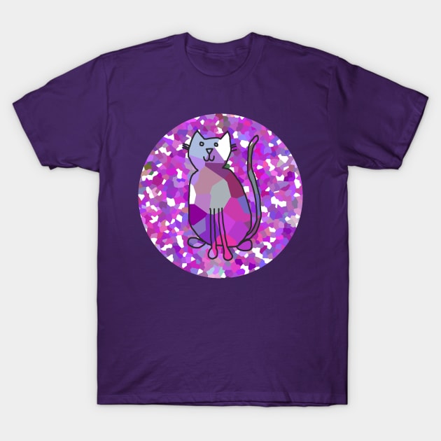 Cat on Purple Circle T-Shirt by ellenhenryart